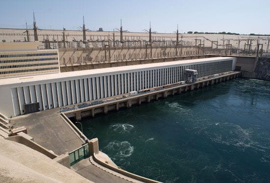Hydroelectric power station at the Aswan High Dam on the Nile River in Egypt