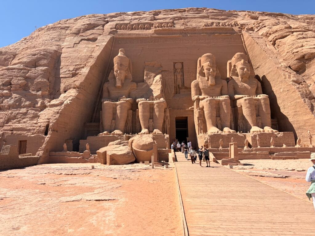 Great Temple of Ramesses II at Abu Simbel with colossal statues in southern Egypt
