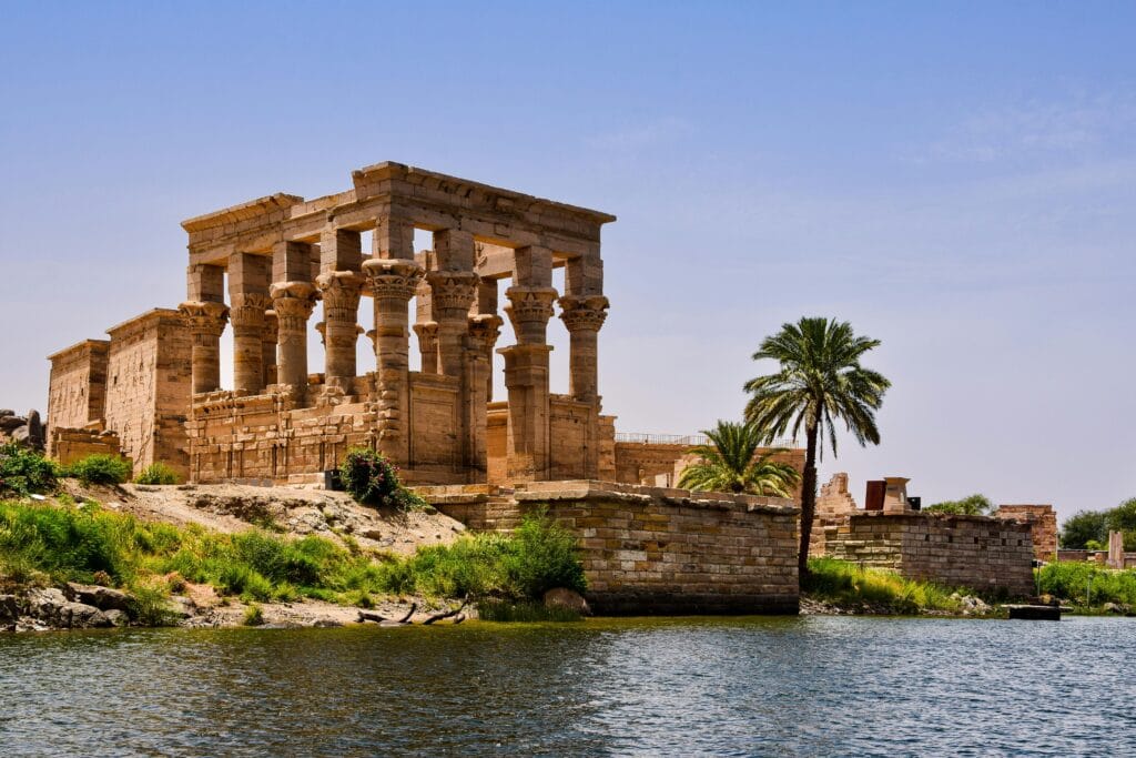 Temple of Philae dedicated to the goddess Isis on an island in the Nile near Aswan Egypt